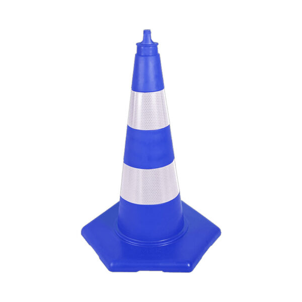 Mavi Trafik Konisi 52cm – Petekli Reflektörlü Güvenlik Bariyeri