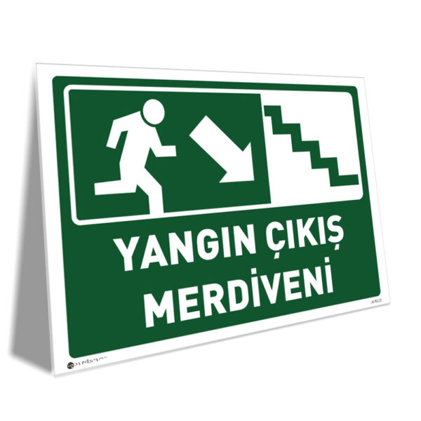 Yangın Çıkış Merdiveni Sağ Aşağı Yönlendirme