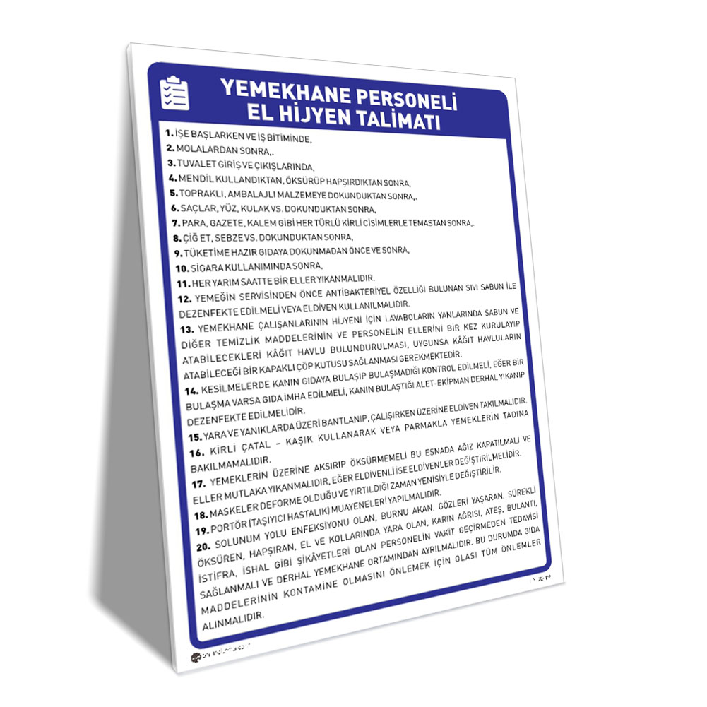 Yemekhane Personeli El Hijyen Talimatı Yemekhane Personeli El Hijyen Talimatı
