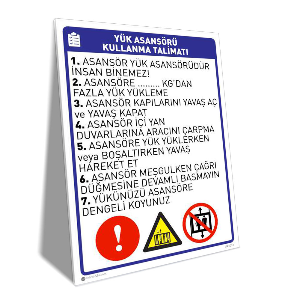 Yük Asansörü Kullanma Talimatı Yük Asansörü Kullanma Talimatı