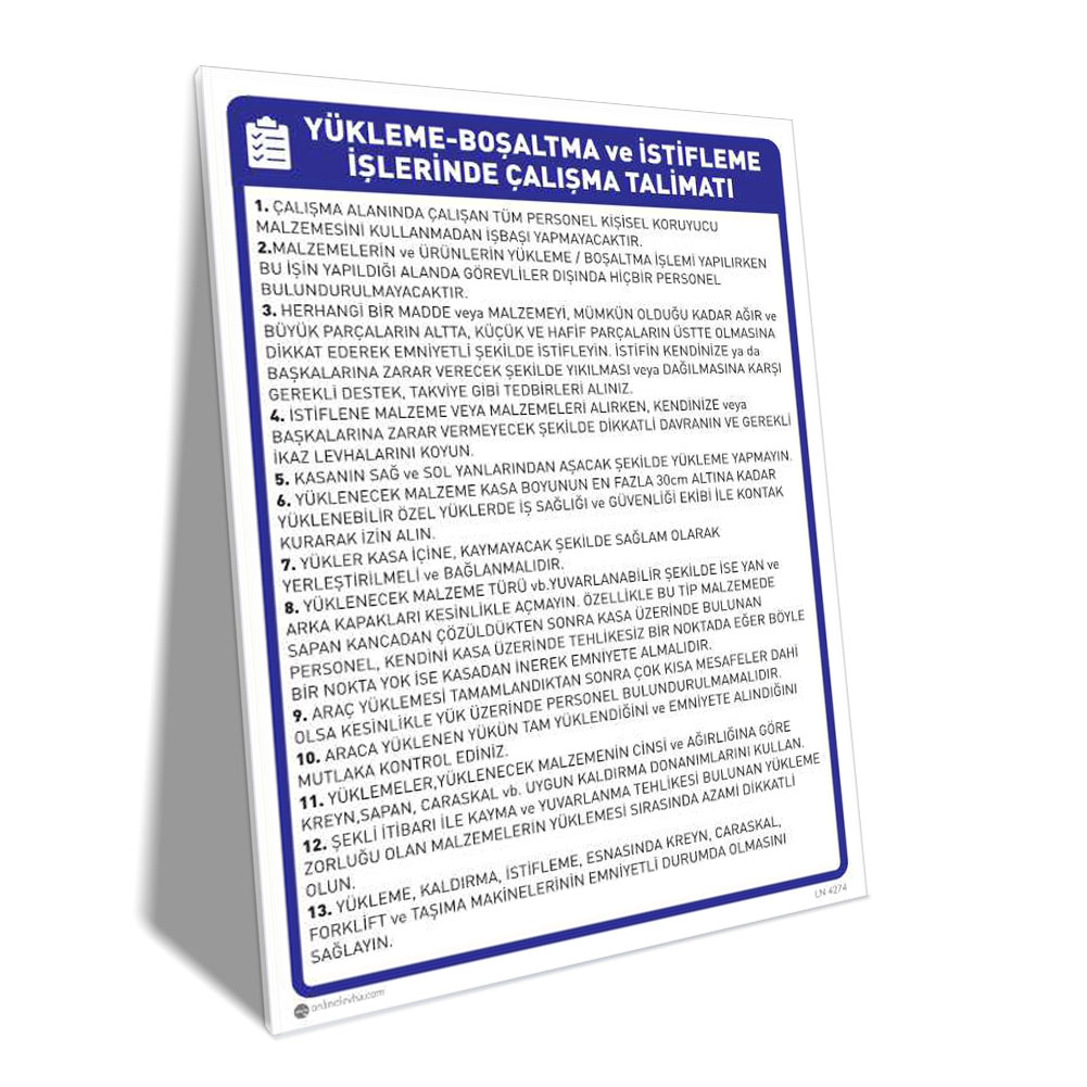 Yükleme Boşaltma İstifleme Talimatı Yükleme Boşaltma İstifleme Talimatı