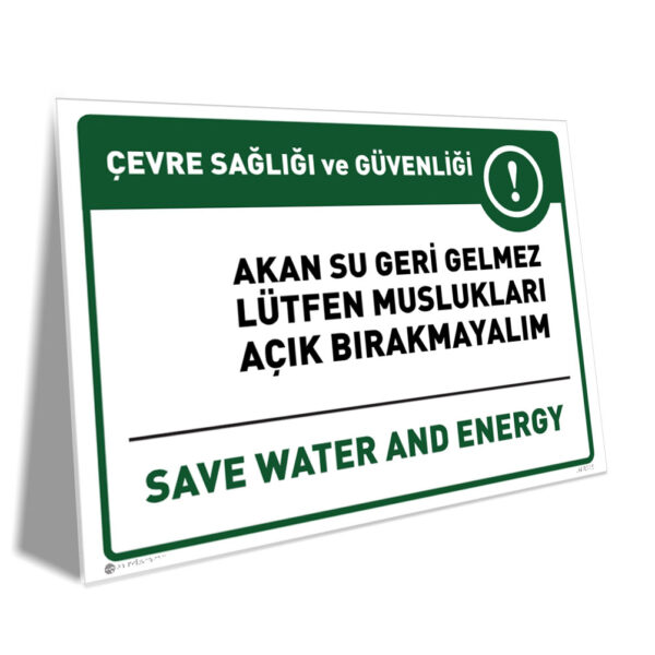 Su Tasarruf Uyarı Levhası