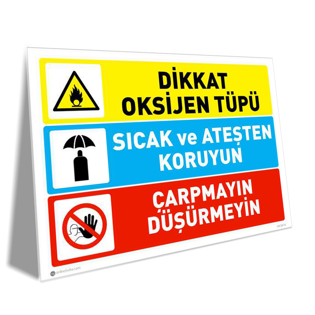 Oksijen Tüpü: Sıcak ve Ateşten Koruyun, Düşürmeyin Oksijen Tüpü: Sıcak ve Ateşten Koruyun, Düşürmeyin