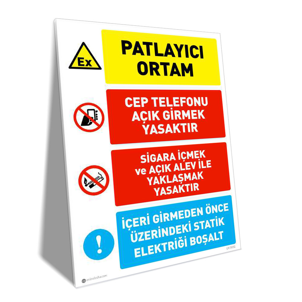Patlayıcı Ortam: Cep Telefonu, Açık Alev Yasaktır ve Statik Elektrik Deşarjı Patlayıcı Ortam: Cep Telefonu, Açık Alev Yasaktır ve Statik Elektrik Deşarjı