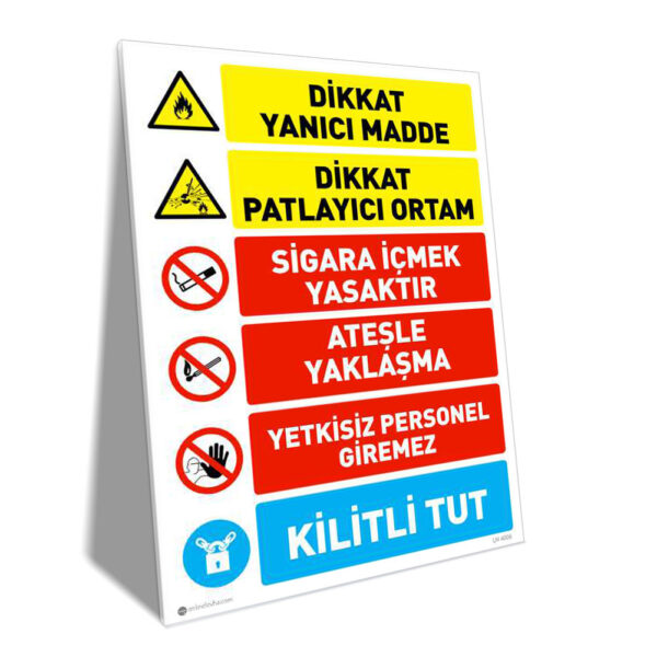 Patlayıcı ve Yanıcı Madde Ateşle Yaklaşma Kilitli Tut