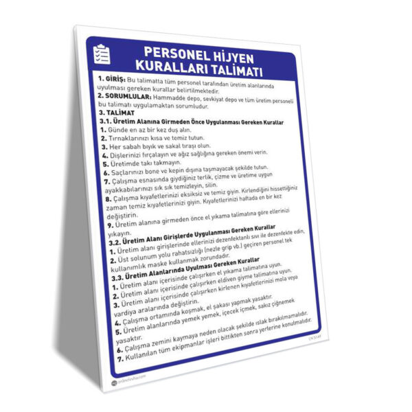 Personel Hijyen Kuralları Talimatı